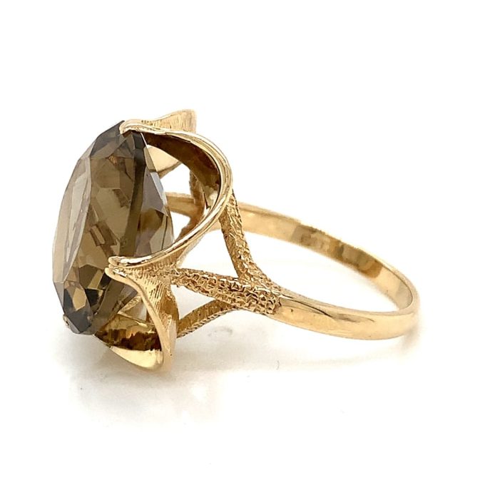 1970's Yellow Gold Smoky Quartz Ring