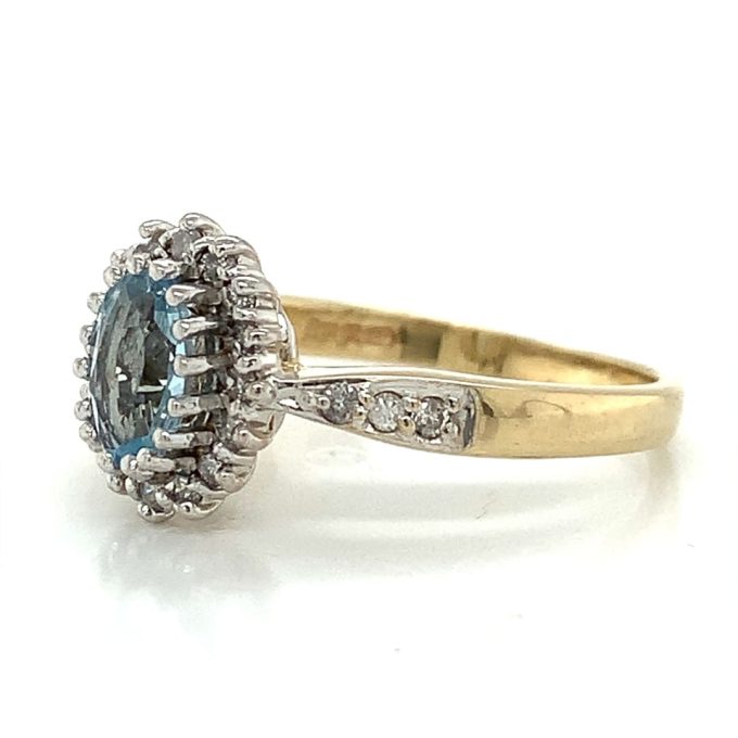 Blue Topaz and Diamond Cluster Ring