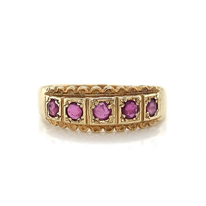 9 Carat Gold Five Stone Ruby Ring