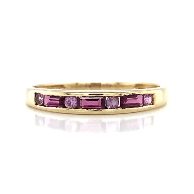 Channel Set Amethyst Gold Ring