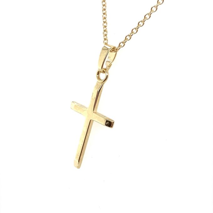 Yellow Gold Solid Cross Necklace