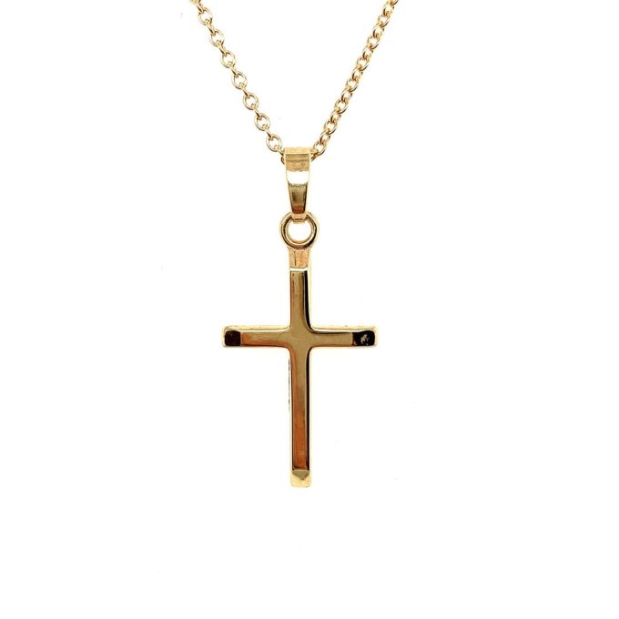 Yellow Gold Solid Cross Necklace