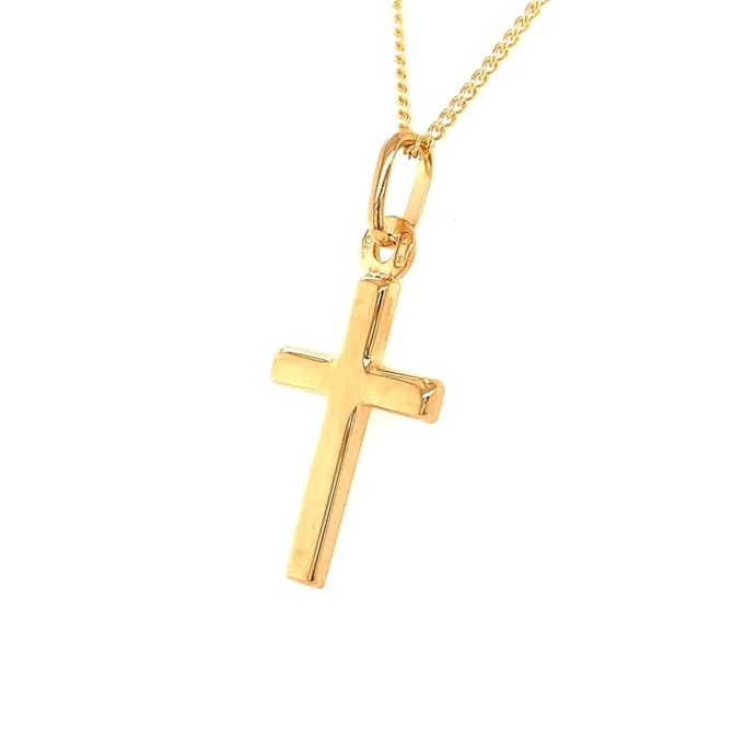 Yellow Gold Cross Necklace 18mm