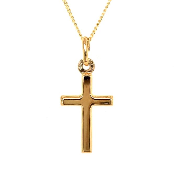 Yellow Gold Cross Necklace 18mm