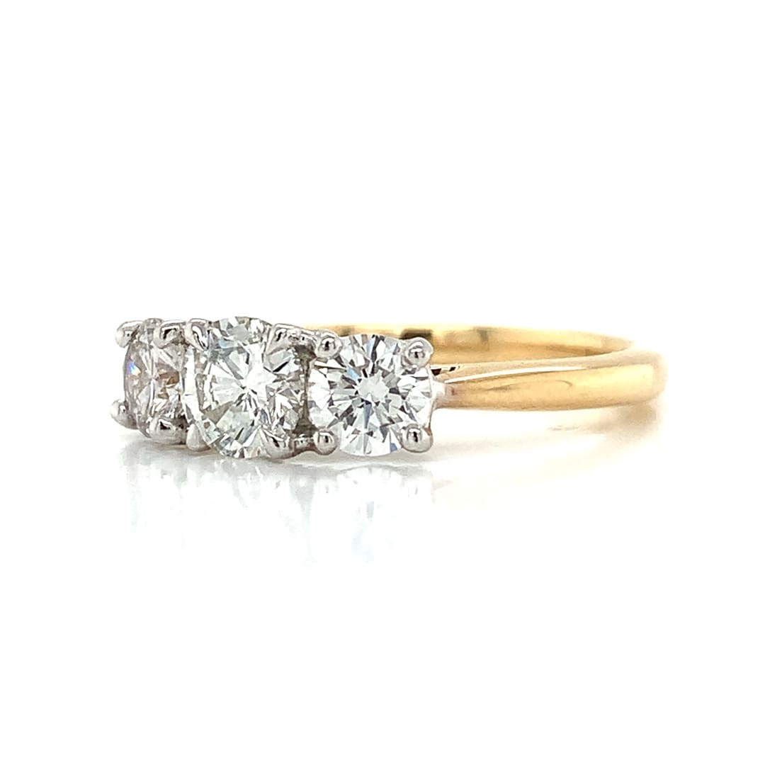 1.21ct Diamond Trilogy Yellow Gold Ring