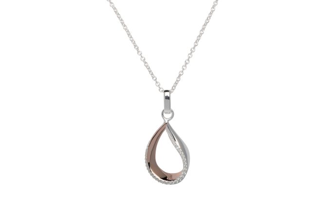 Unique Rose & Silver CZ Necklace