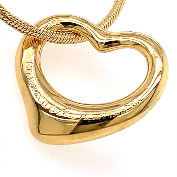 Tiffany Elsa Peretti Design 18ct Gold Open Heart Necklace