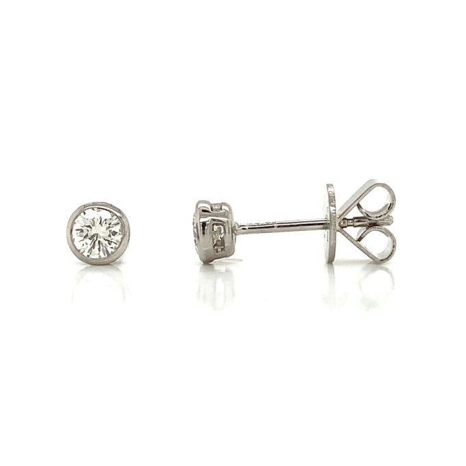 0.43ct Diamond Platinum Rub-Over Stud Earrings