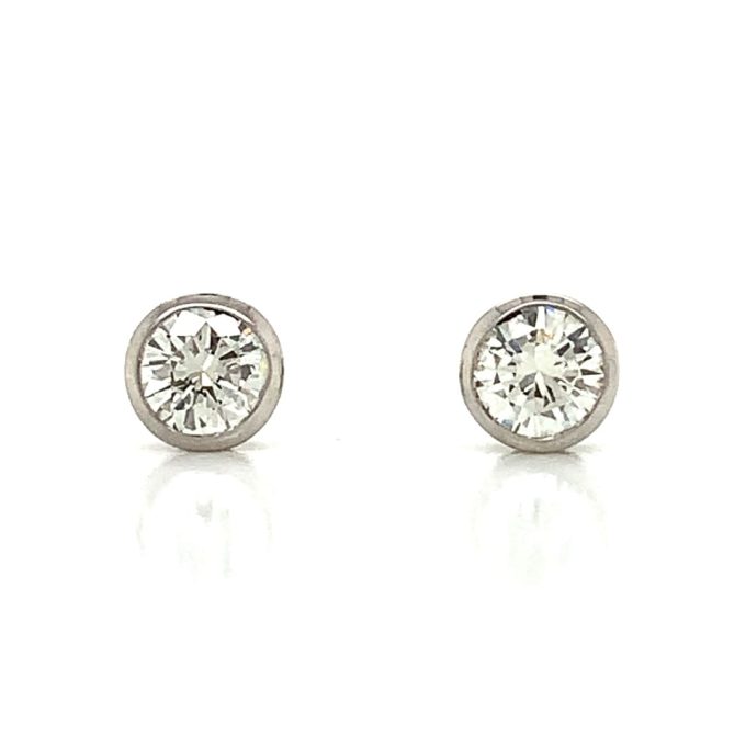 0.43ct Diamond Platinum Rub-Over Stud Earrings