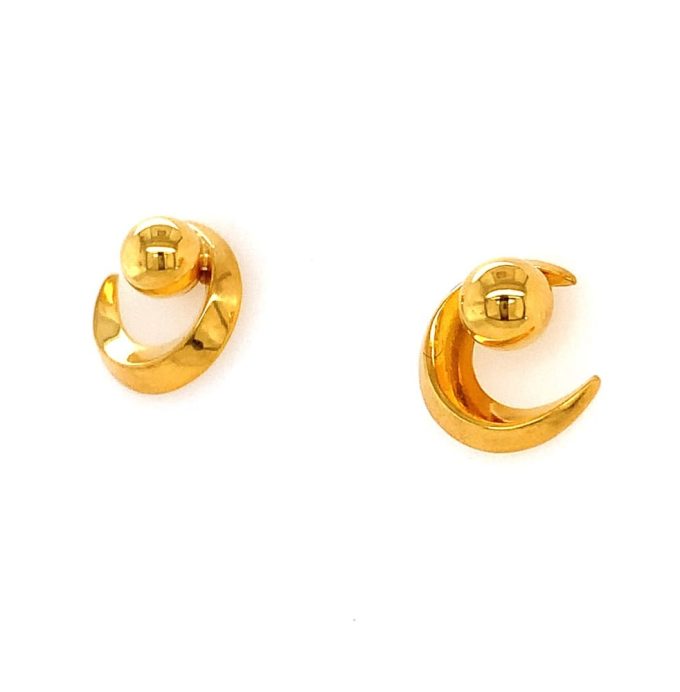 Yellow Gold Crescent Stud Earrings
