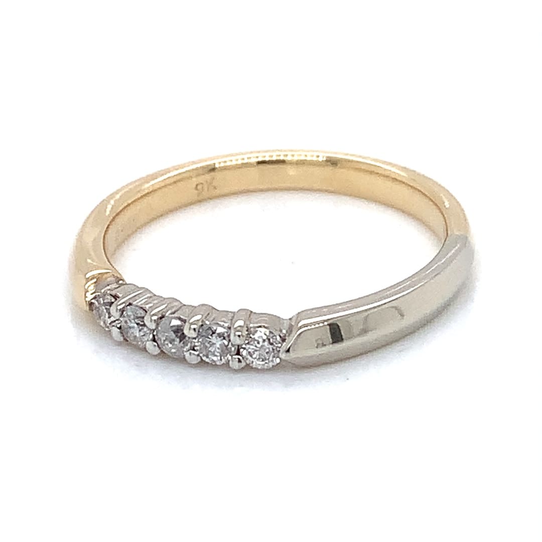 Two Colour Gold Five Stone Diamond Eternity Ring