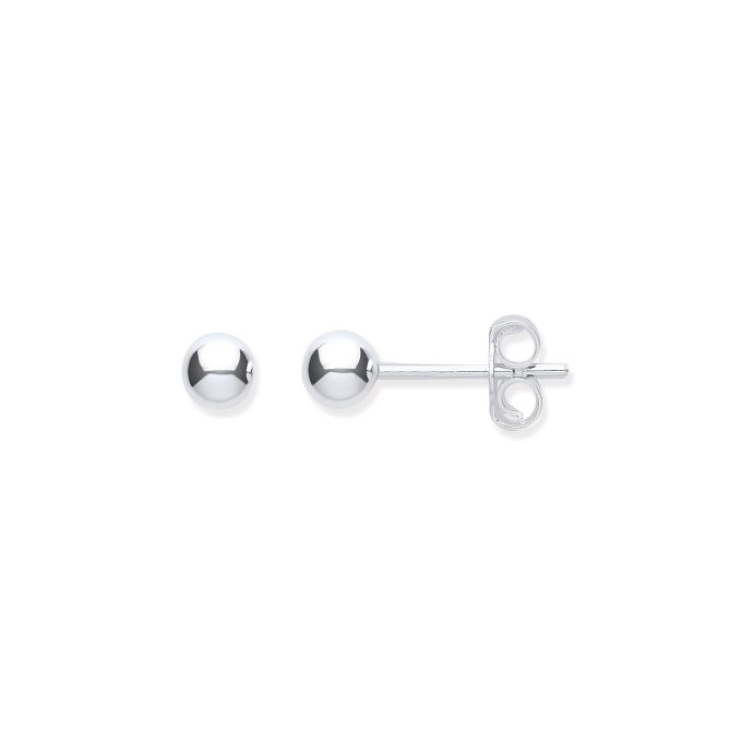 Silver Ball Stud Earrings 4mm