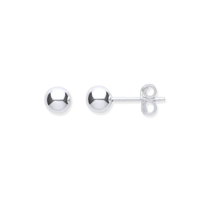 Silver Ball Stud Earrings 5mm