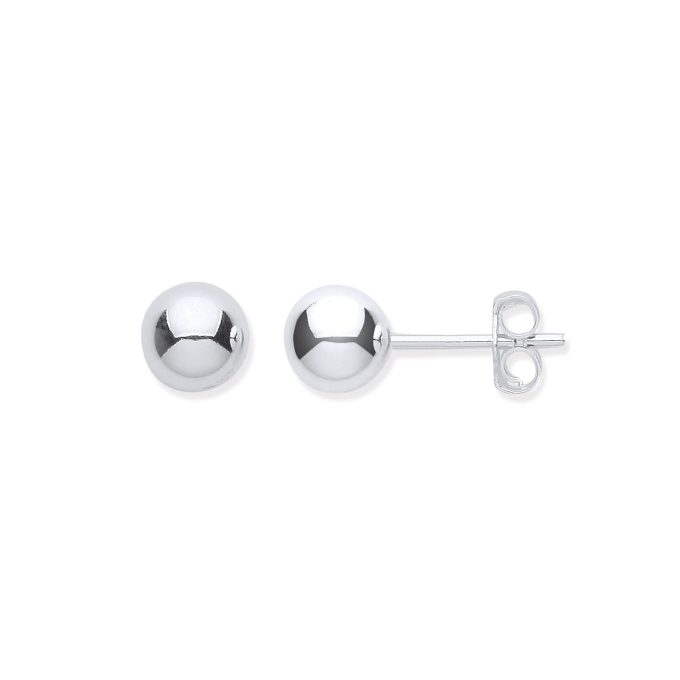 Silver Ball Stud Earrings 6mm