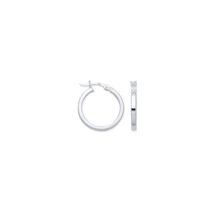 Silver Square Wire Hoop Earrings 18mm