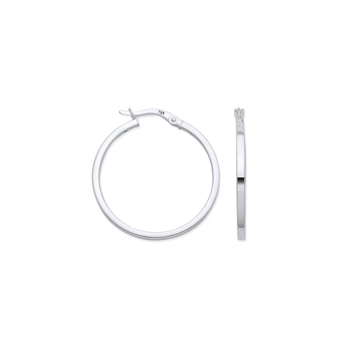 Silver Square Wire Hoop Earrings 30mm