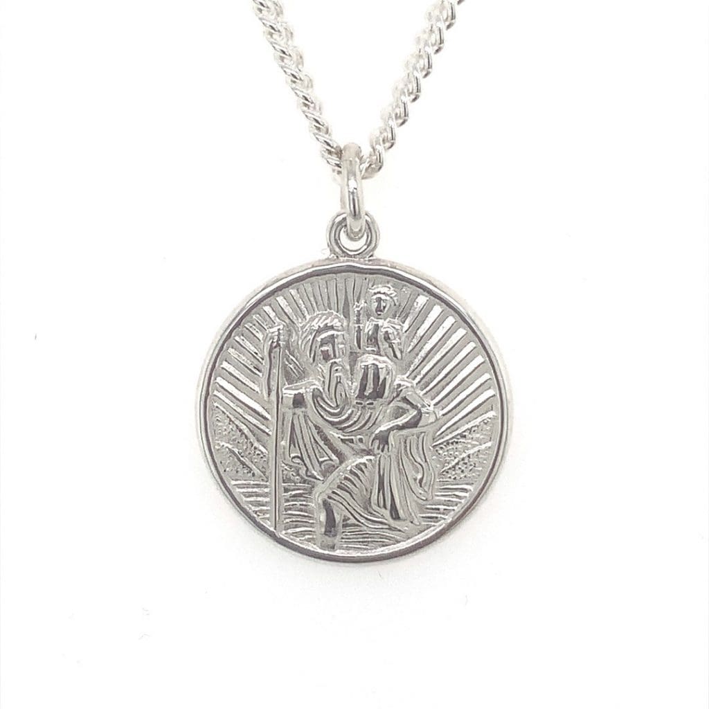 Medaglione San Cristoforo In Argento Sterling Con Catenina 45,7 Cm – Gioiello Regalo Per Viaggiatori – Made In Italy