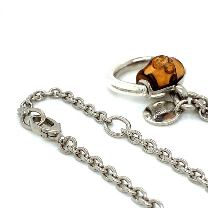 GUCCI Silver Bamboo Pendant Necklace