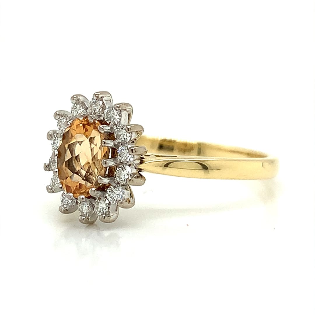 Yellow Tourmaline and Diamond Cluster Ring
