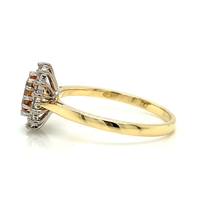 Yellow Tourmaline and Diamond Cluster Ring