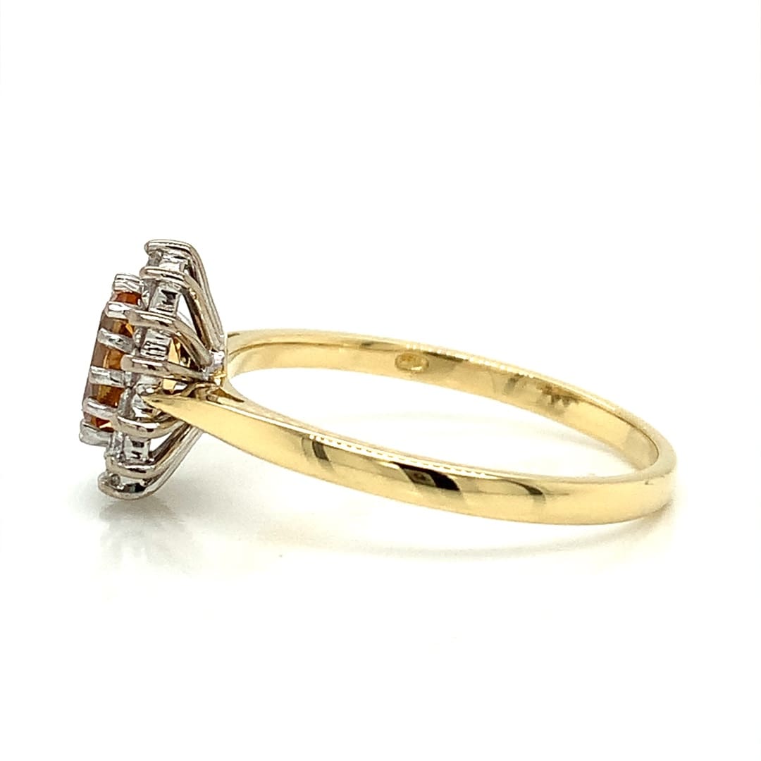 Yellow Tourmaline and Diamond Cluster Ring