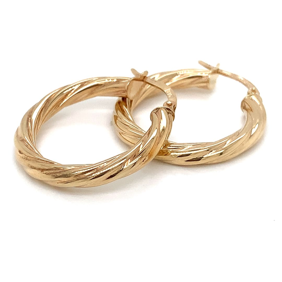 Yellow Gold Twist Hoop Earrings