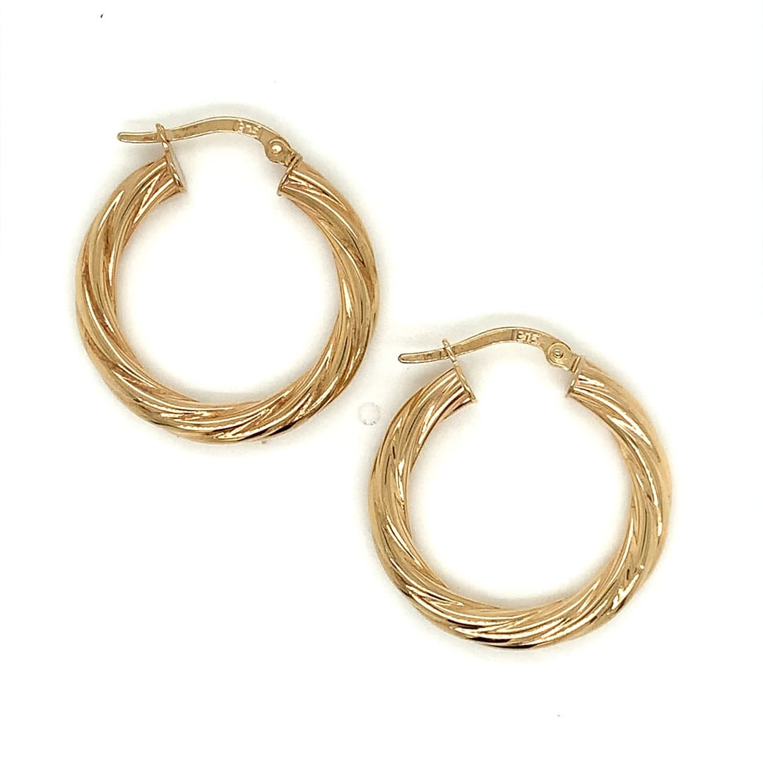 Yellow Gold Twist Hoop Earrings