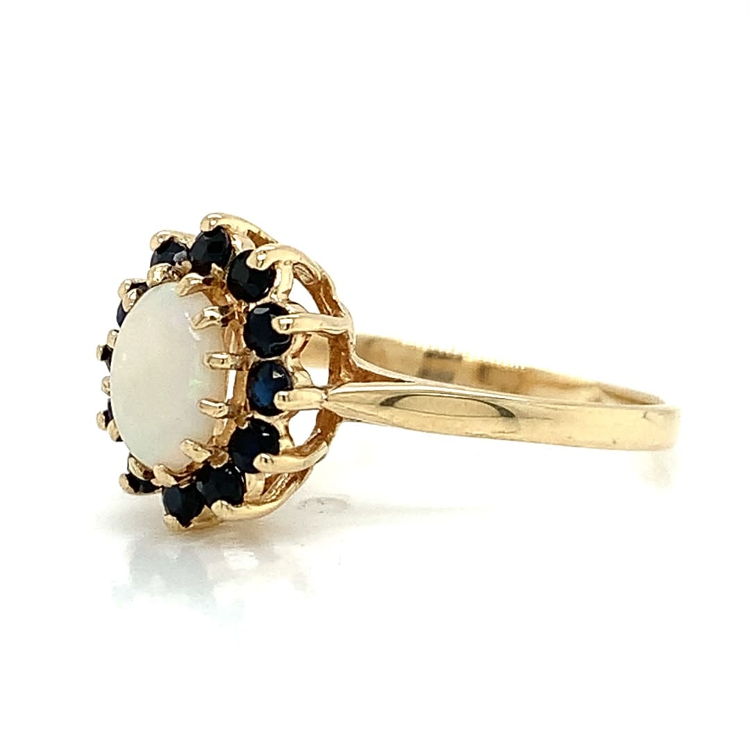 Opal and Sapphire Cluster Ring