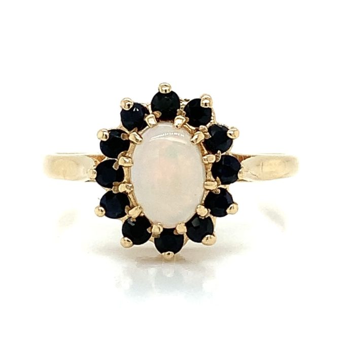 Opal and Sapphire Cluster Ring