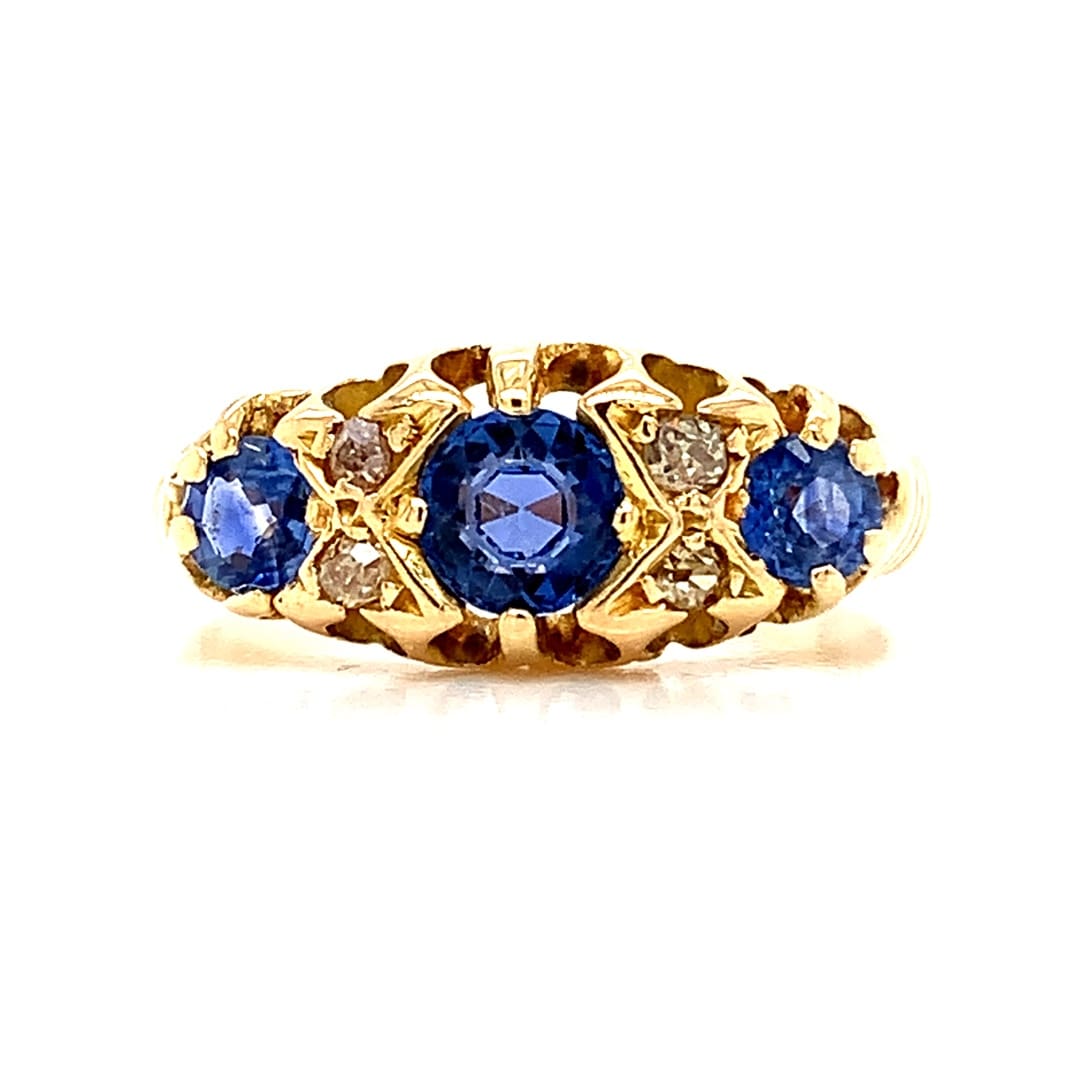 Antique Sapphire and Diamond 18ct Gold Ring