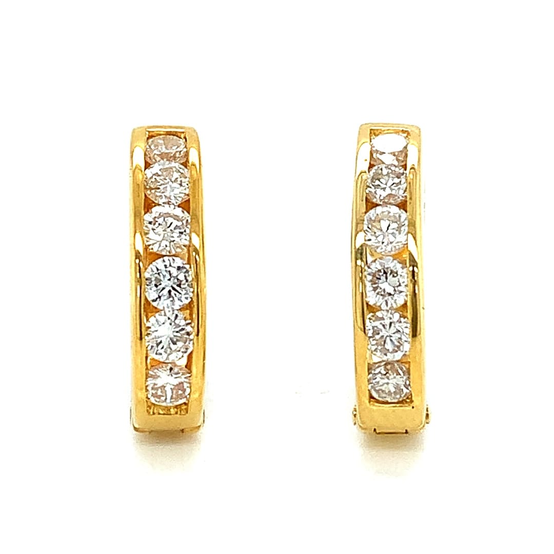 Yellow Gold Diamond Huggie Earrings