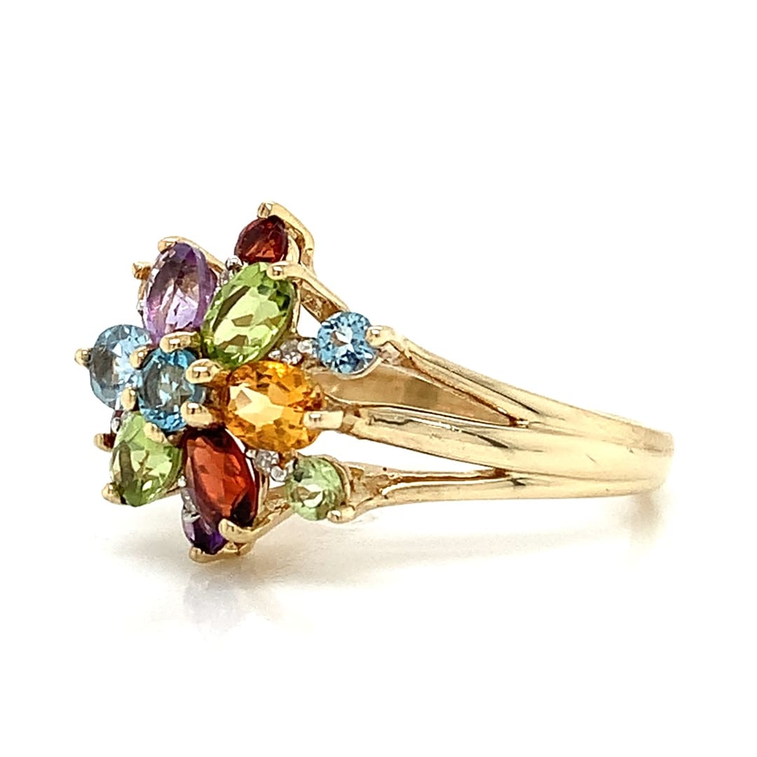 Multi Gem Gold Dress Ring