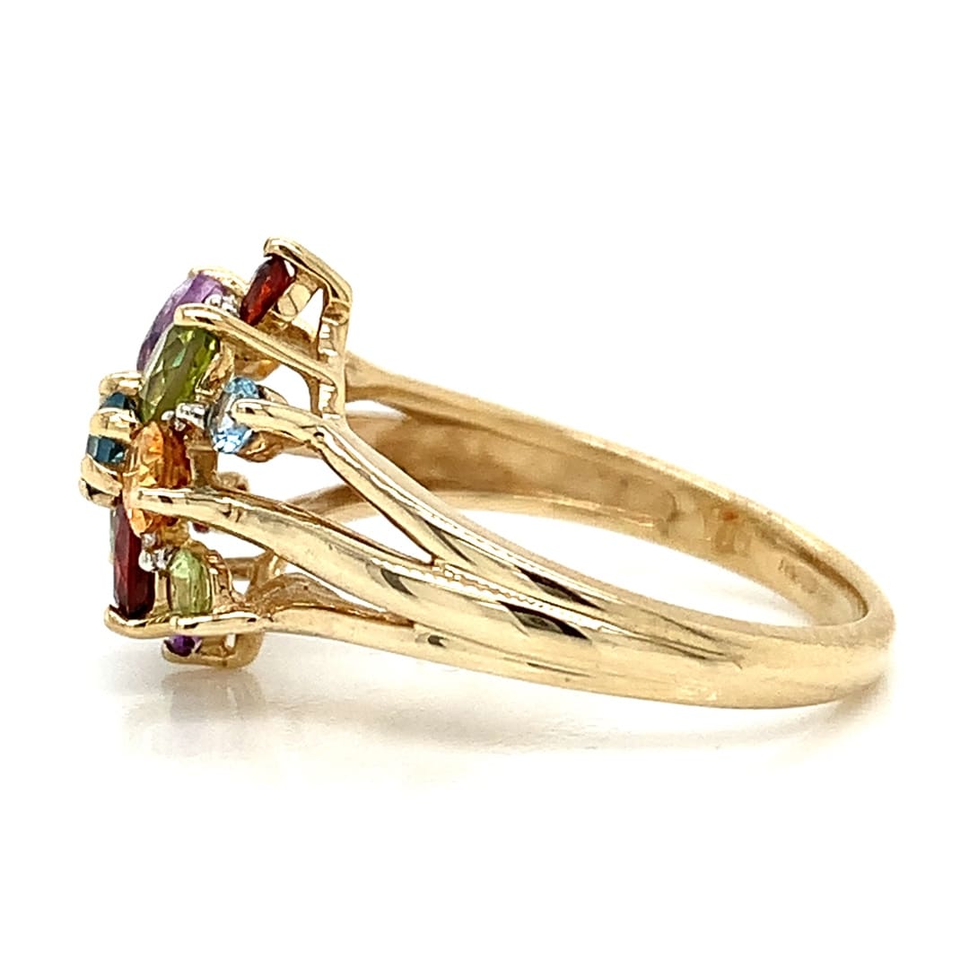 Multi Gem Gold Dress Ring