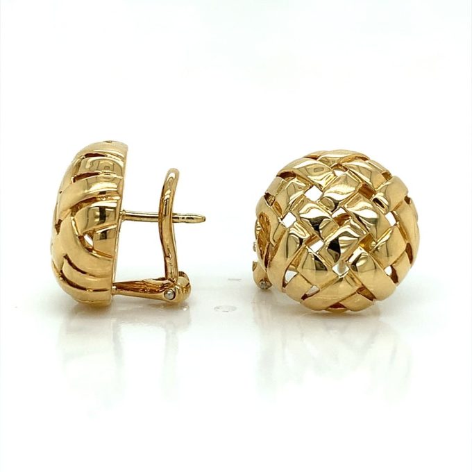 Tiffany & Co. Gold Vannerie Basket Weave Stud Earrings