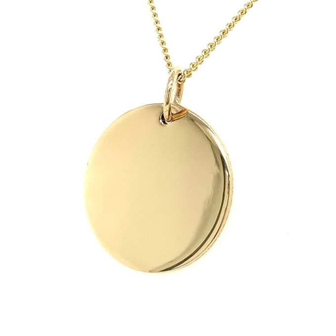 18mm Gold Disc Pendant Necklace