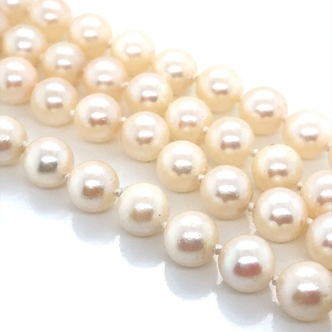 White Gold & Pearl Two or One Row Necklace