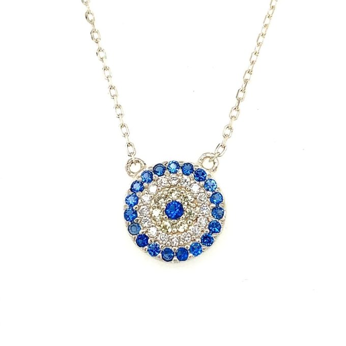 Silver Crystal Set Pendant Necklace