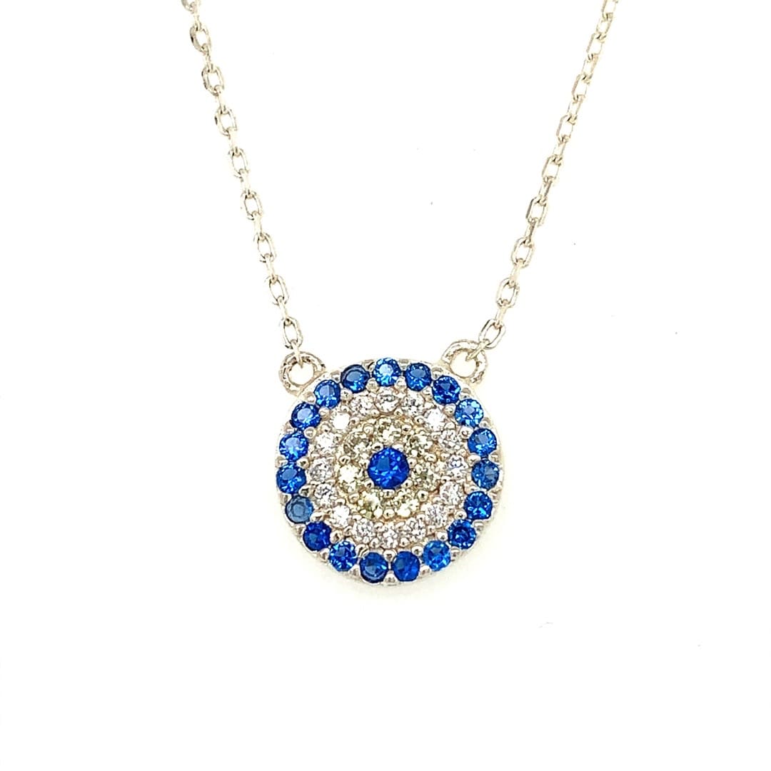 Silver Crystal Set Pendant Necklace