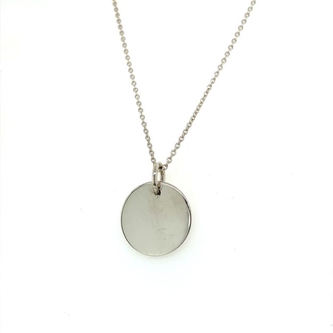 Silver Plain Disc Necklace - 16"