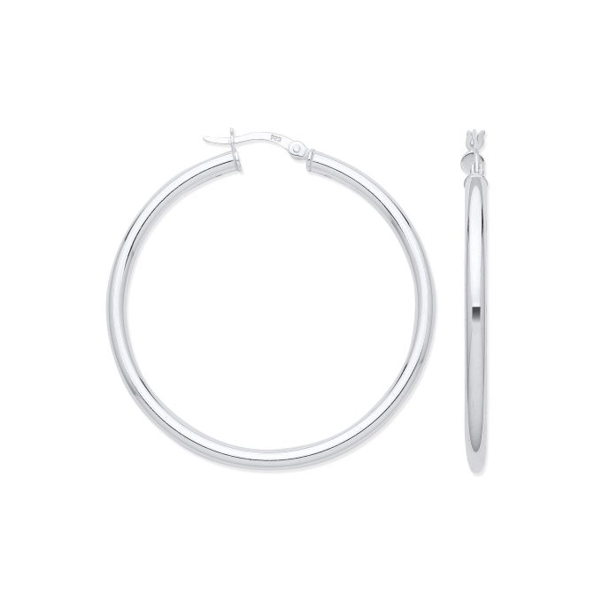Silver Hoop Earrings 45mm