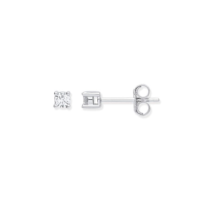 Silver CZ Stud Earrings 3mm