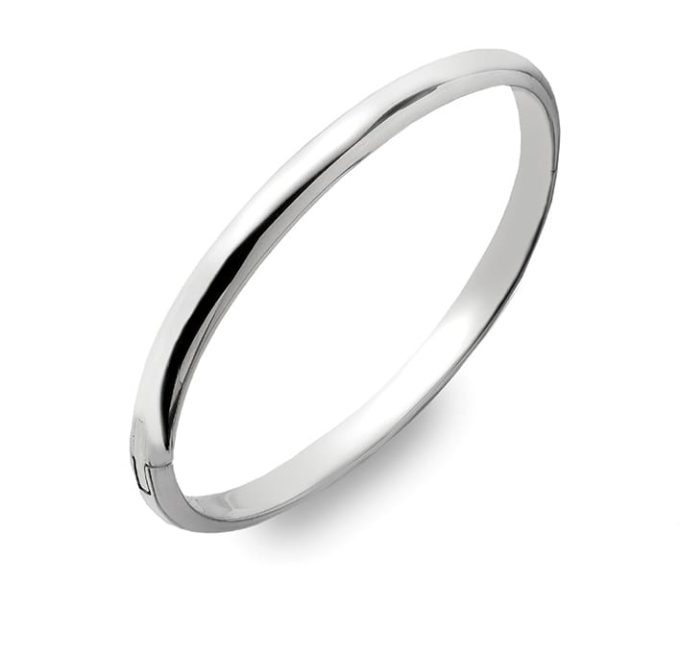 Solid Silver Oval Hinged Bangle