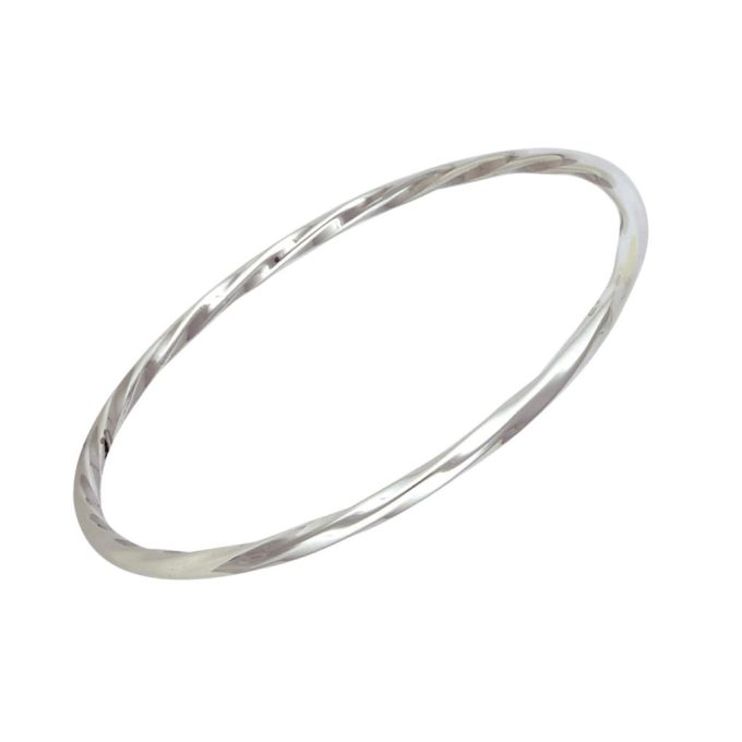 Solid Silver Twist Bangle