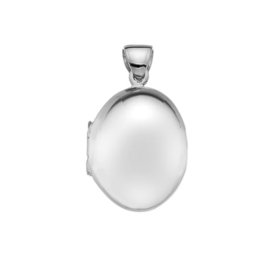 Silver Puffed Oval Locket Necklace
