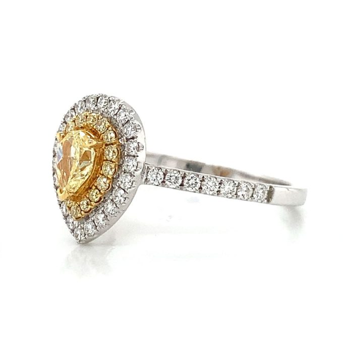 Yellow Pear Cut Diamond Pave Dress Ring