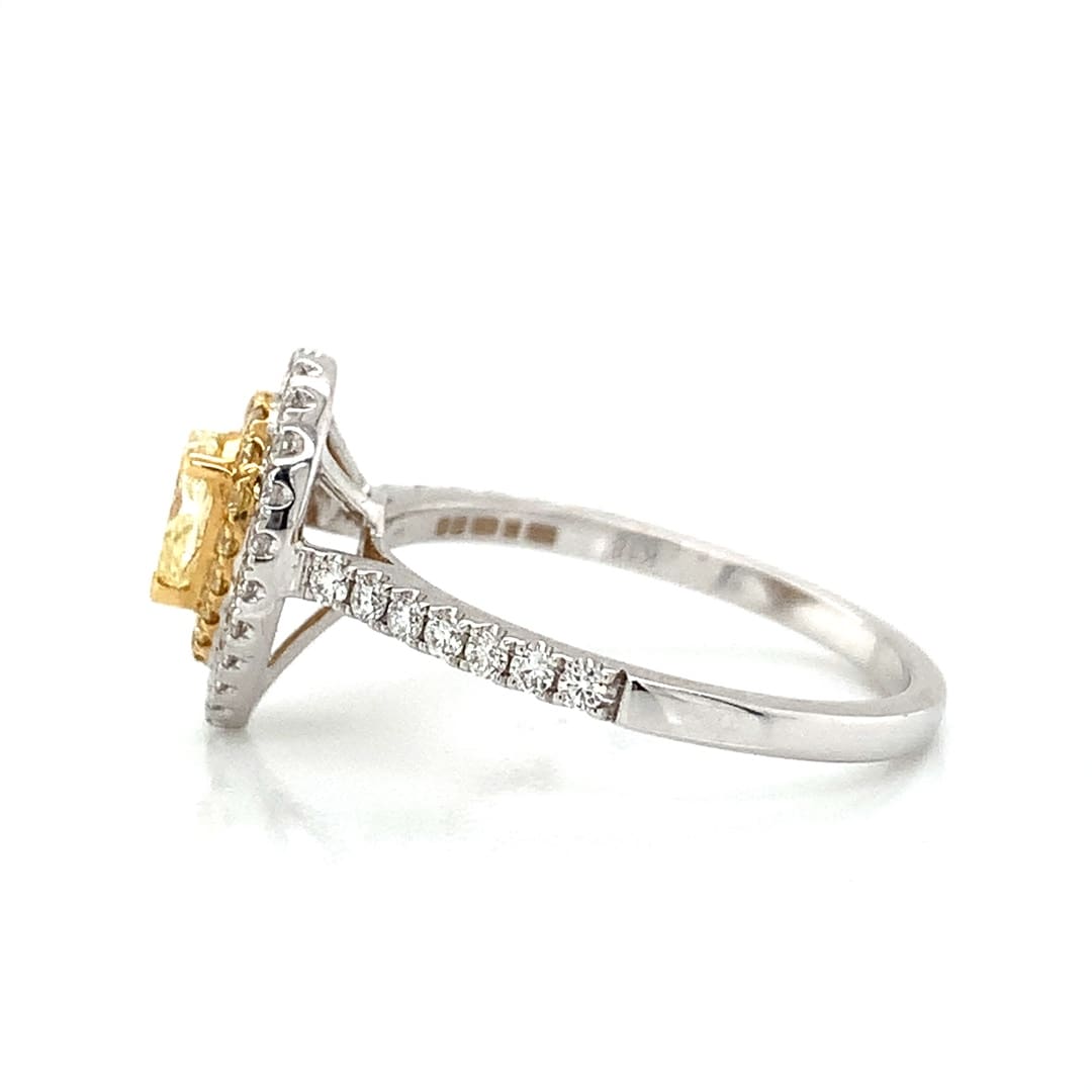 Yellow Pear Cut Diamond Pave Dress Ring