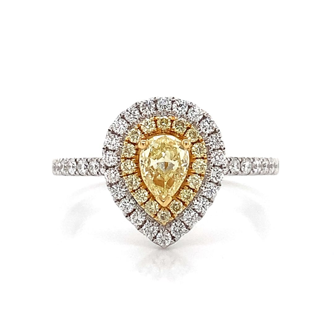 Yellow Pear Cut Diamond Pave Dress Ring