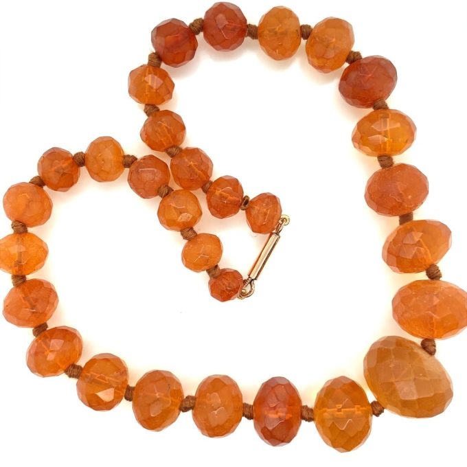Edwardian Faceted Amber Bead Necklace