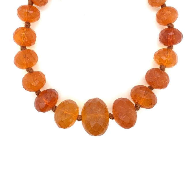 Edwardian Faceted Amber Bead Necklace