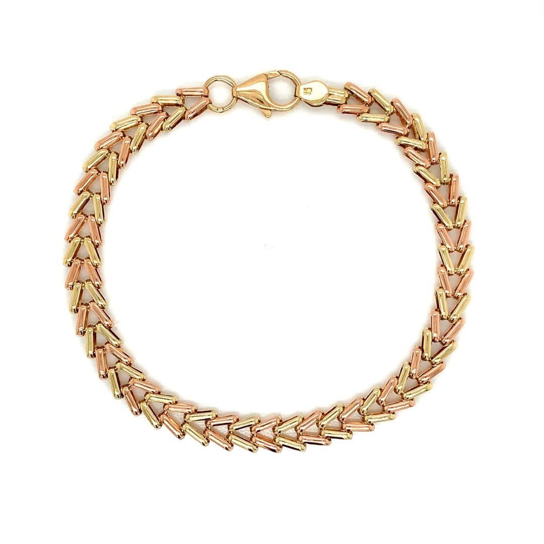 Rose & Yellow Gold Herringbone Link Bracelet